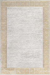 Light Gray Gold Classic Geometric Living Room Rug