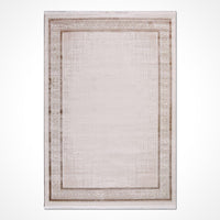 Classic Geometric Textured Rug in Cream and Brown