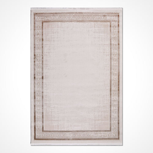 Bej Çerçeveli Akrilik Makine Halısı