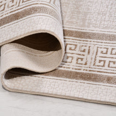 Bej Çerçeveli Akrilik Makine Halısı