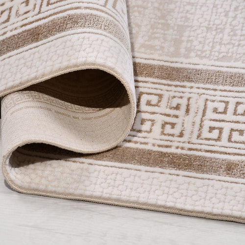 Bej Çerçeveli Akrilik Makine Halısı