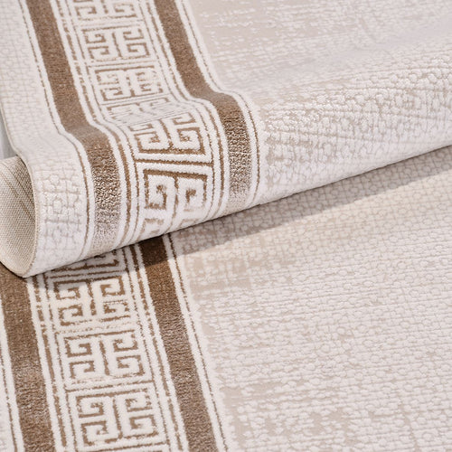 Bej Çerçeveli Akrilik Makine Halısı