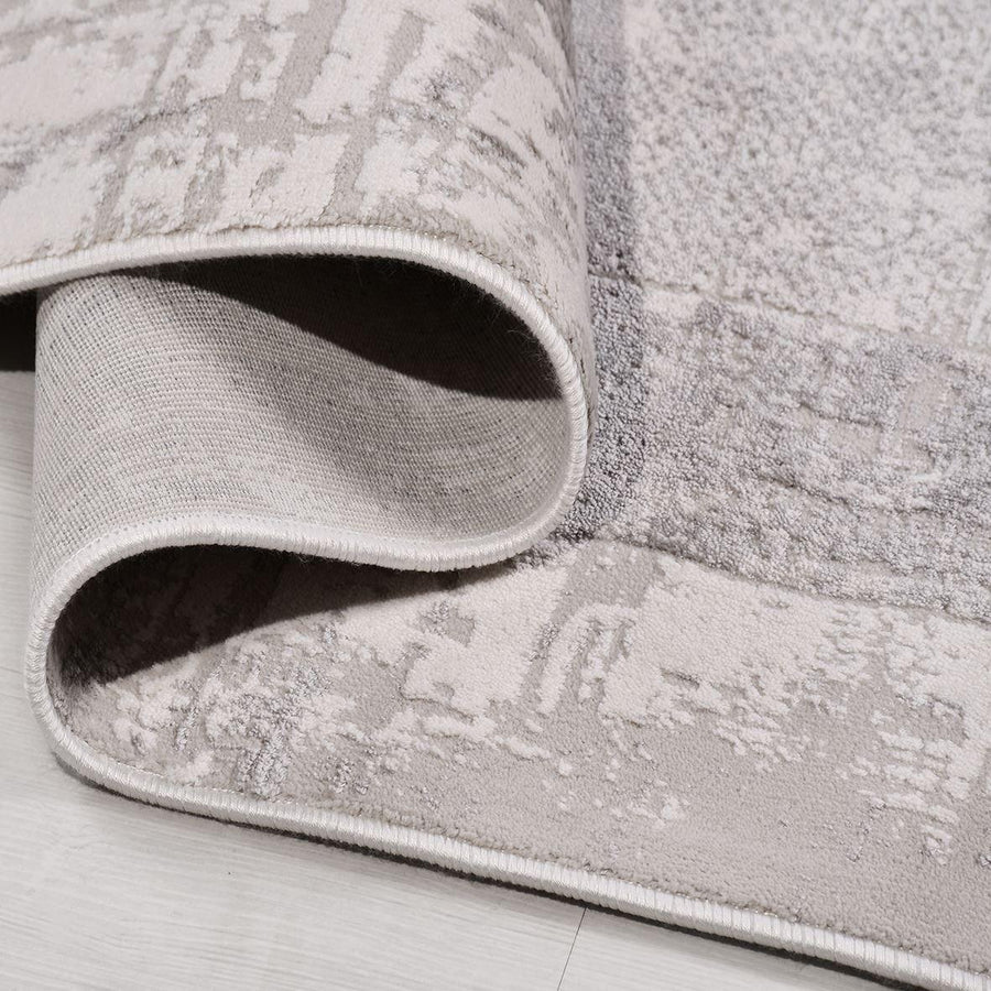Grey Abstract Distressed Area Rug, Machine Washable & Non-Slip – in the living room