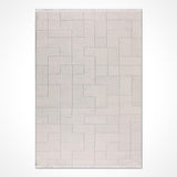 Minimalist Krem Geometrik Desenli Polyester Halı