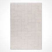 Krem Geometrik Polyester Makine Halısı