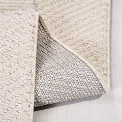 Krem Geometrik Polyester Makine Halısı