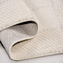 Krem Geometrik Polyester Makine Halısı