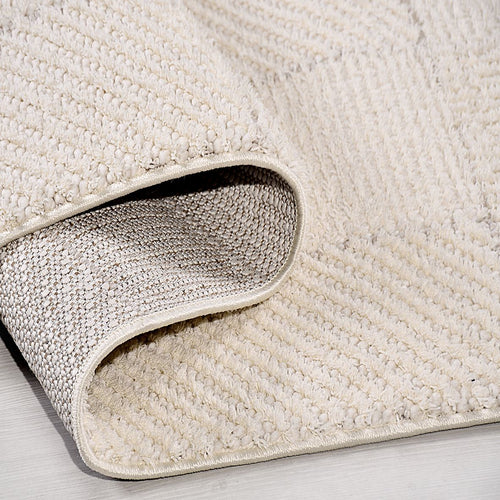 Krem Geometrik Polyester Makine Halısı