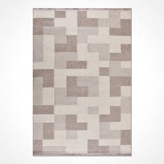 Bej Geometrik Polyester Makine Halısı