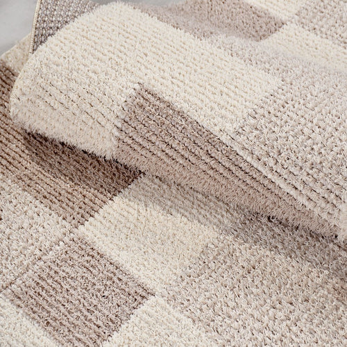 Bej Geometrik Polyester Makine Halısı