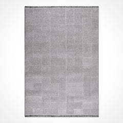Gri Geometrik Polyester Makine Halısı