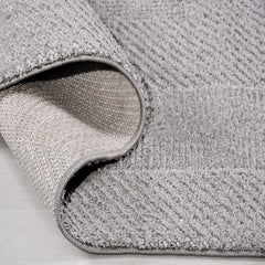 Gri Geometrik Polyester Makine Halısı