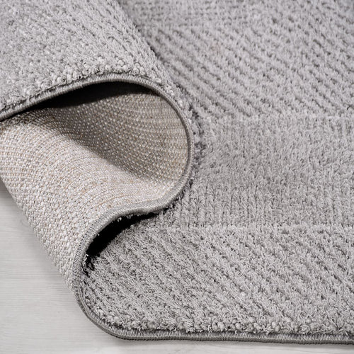 Gri Geometrik Polyester Makine Halısı