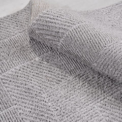 Gri Geometrik Polyester Makine Halısı