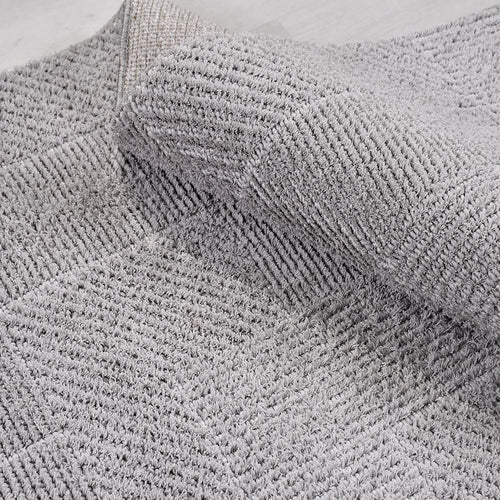 Gri Geometrik Polyester Makine Halısı