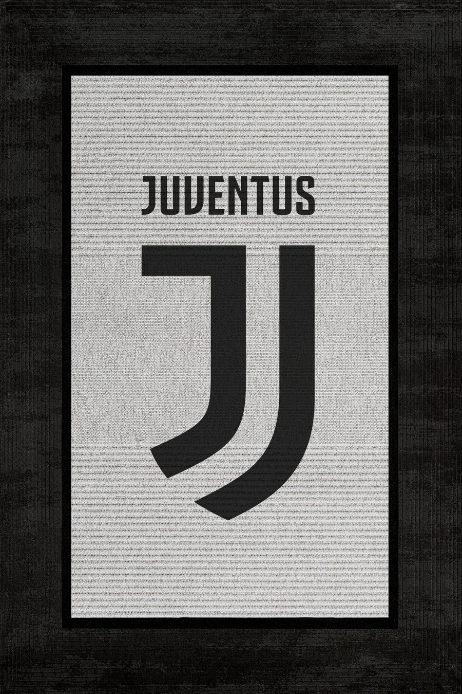 Gri Siyah Modern Salon Halısı Juventus logosu – Oturma odası kullanımı