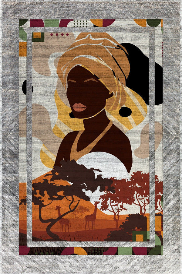 Abstract Women Kaymaz Tabanlı Yıkanabilir Halı