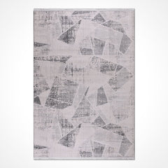 Gri Geometrik Akrilik Makine Halısı