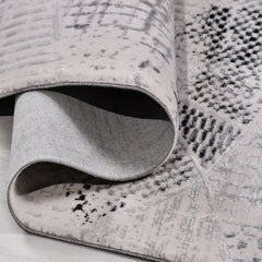 Gri Geometrik Akrilik Makine Halısı