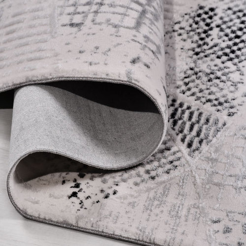 Gri Geometrik Akrilik Makine Halısı