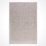 Modern Bej Geometrik Desenli Pamuk Halı