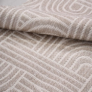 Bej Geometrik Pamuk Makine Halısı