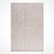 Bej Geometrik Minimalist Desenli Triko Halı - Pati Dostu - Toz Vermez
