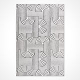 Modern Gri Beyaz Geometrik Desenli Pamuk Halı