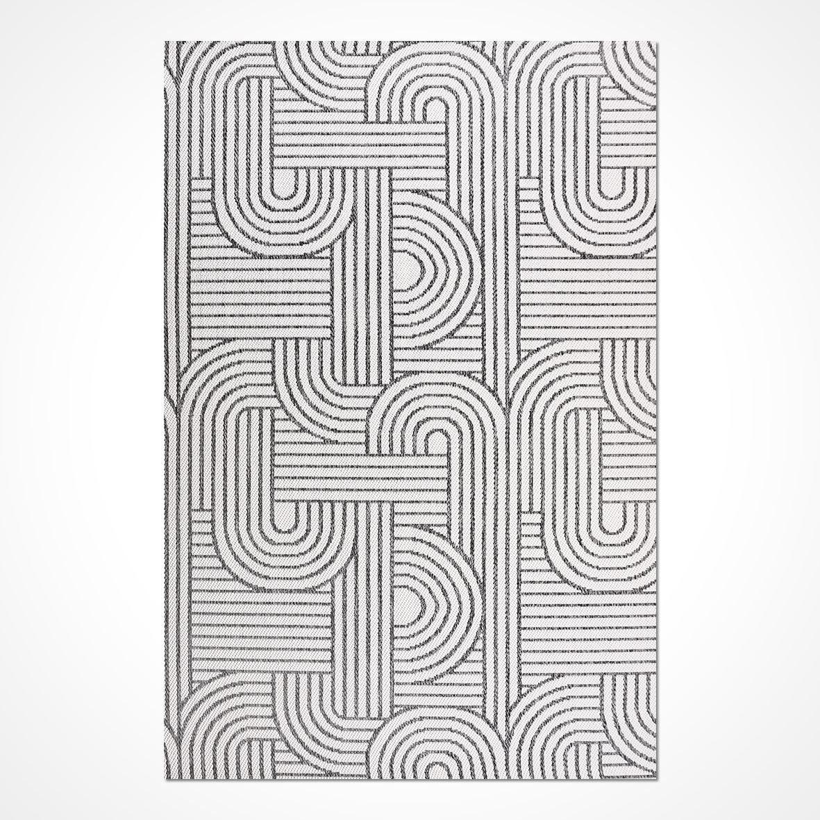 Krem Dokulu Geometrik Triko Halı - Pati Dostu - Toz Vermez