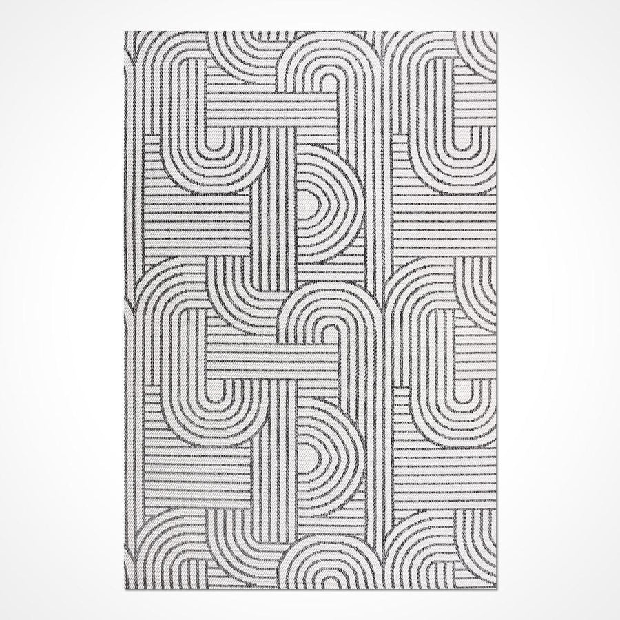 Krem Dokulu Geometrik Triko Halı - Pati Dostu - Toz Vermez