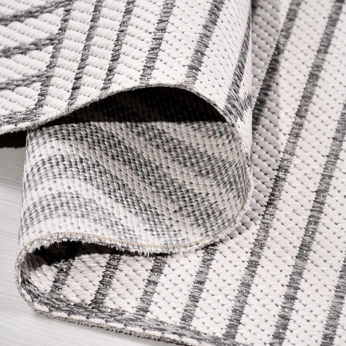 Krem Dokulu Geometrik Triko Halı - Pati Dostu - Toz Vermez