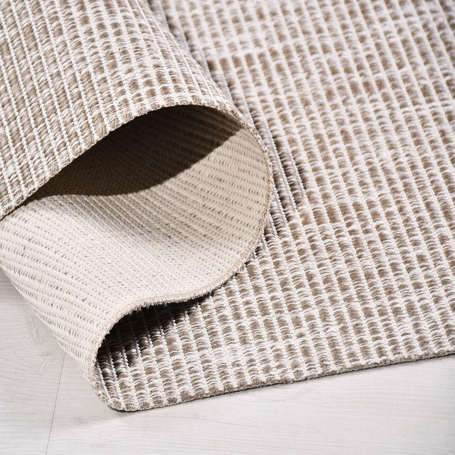 Modern Geometric Cotton Area Rug in Beige & Cream – in the hallway