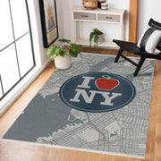 I Love New York Temalı Kaymaz Tabanlı Yıkanabilir Halı