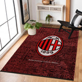 Claret Red Living Room Rug AC Milan logo - Polyester