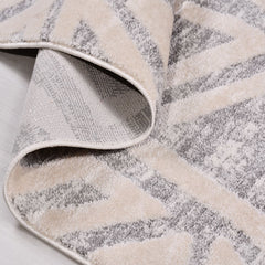 Gri Geometrik Polyester Makine Halısı