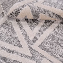 Gri Geometrik Polyester Makine Halısı