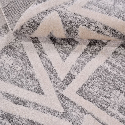 Gri Geometrik Polyester Makine Halısı