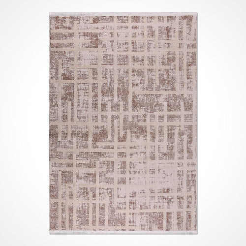 Bej Modern Polyester Makine Halısı