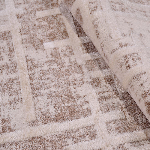 Bej Modern Polyester Makine Halısı