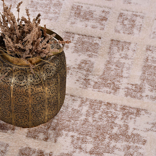 Bej Modern Polyester Makine Halısı