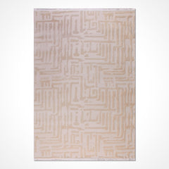 Bej Geometrik Polyester Makine Halısı