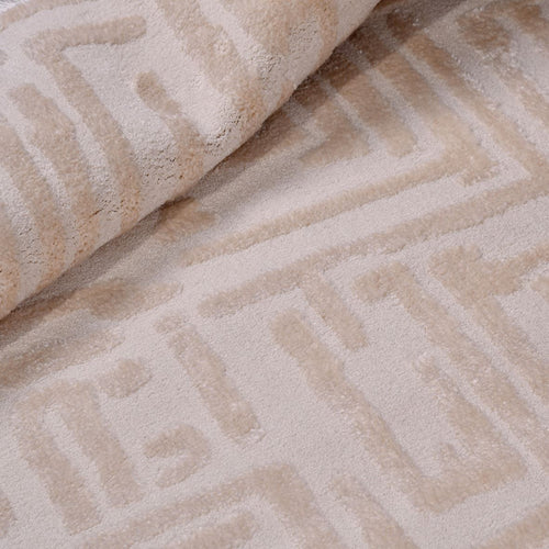 Bej Geometrik Polyester Makine Halısı