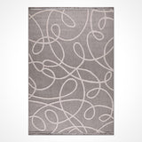 Modern Gri ve Krem Soyut Desenli Halı