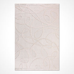 Krem Modern Polip Makine Halısı