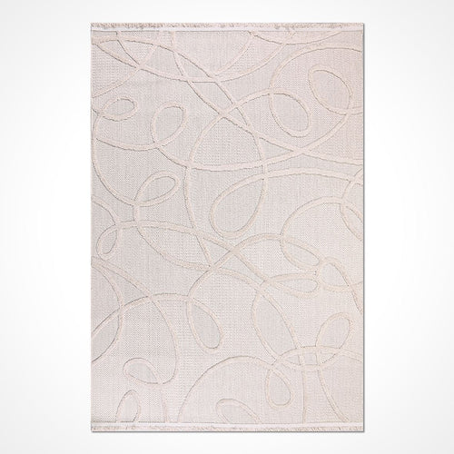 Krem Modern Polip Makine Halısı