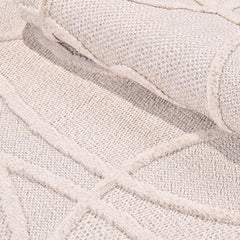 Krem Modern Polip Makine Halısı