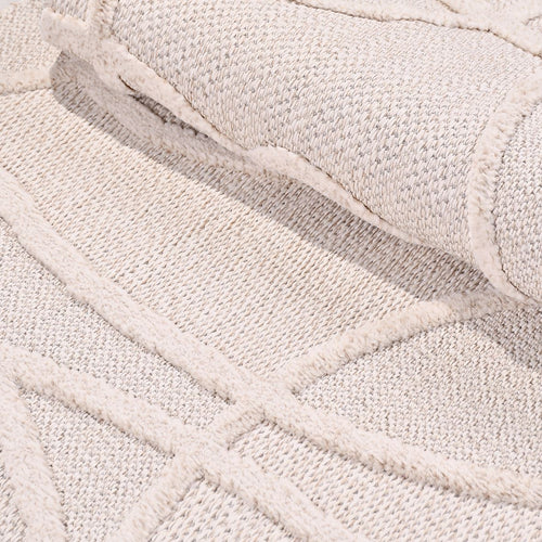 Krem Modern Polip Makine Halısı