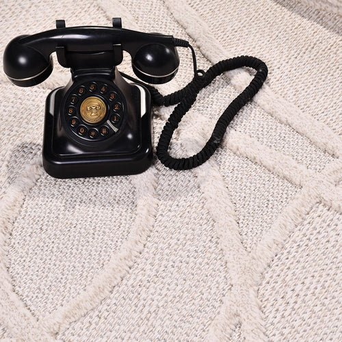 Krem Modern Polip Makine Halısı