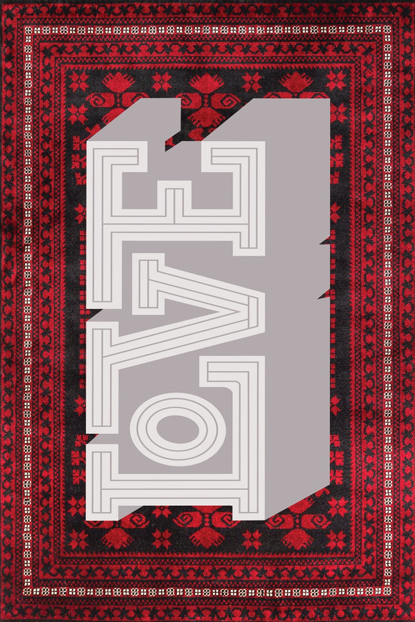 Etnik Kırmızı Geometrik Desenli Polyester Salon Halısı