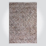 Modern Gri Krem Geometrik Desenli Salon Halısı